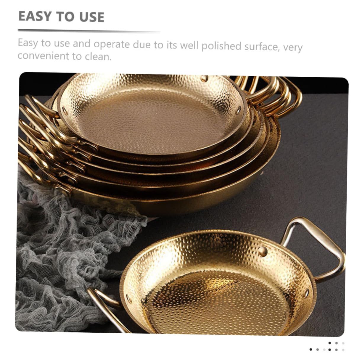 COLLBATH Padella per Paella in Acciaio Inox Oro, Pentola Alta Stile Coreano | Doppio Manico, Uso in Ristorante e Hot Pot Shop, Design Pratico e Resistente All’usura