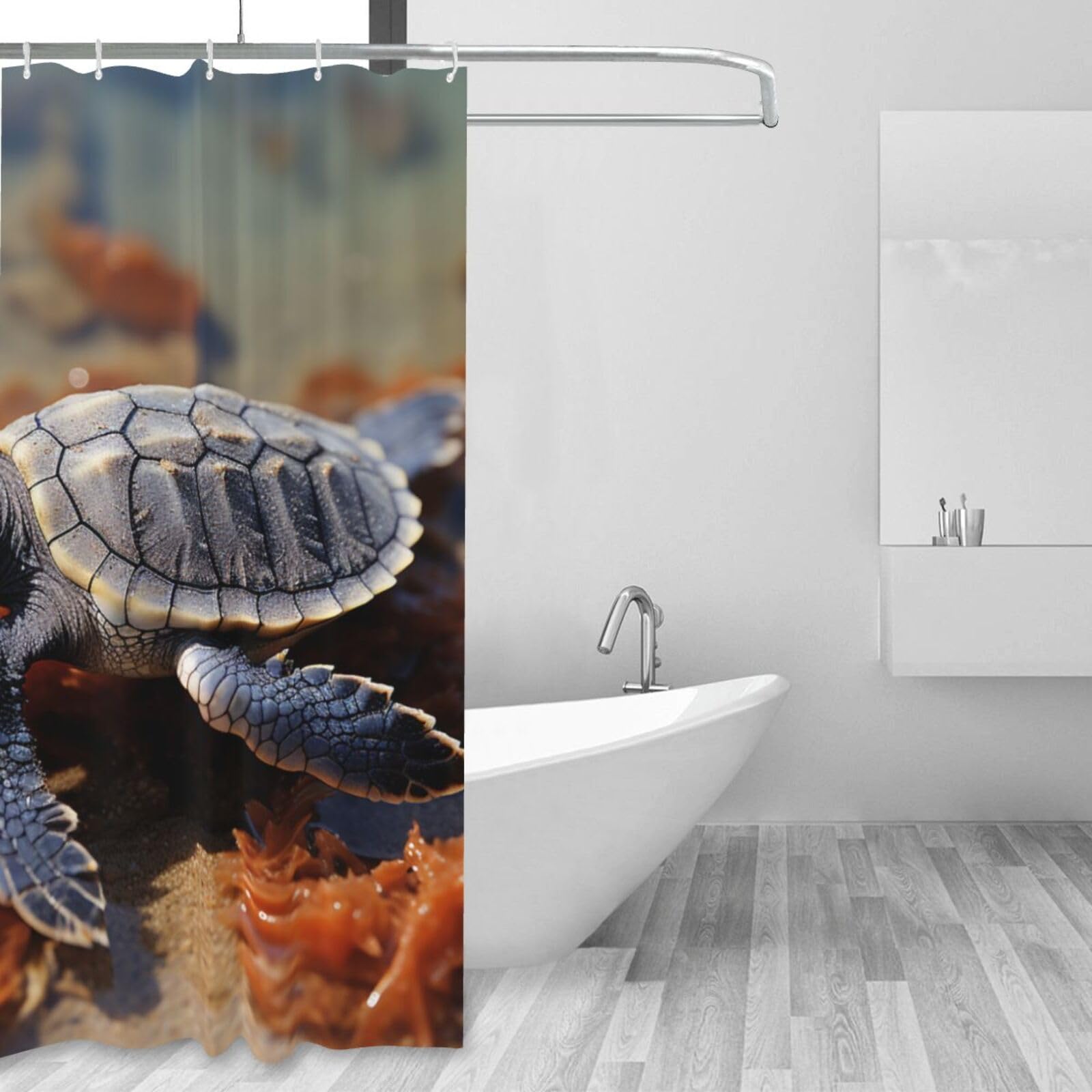 Rideau de douche tortue de mer 152x183 cm en tissu imperméable avec 12 crochets