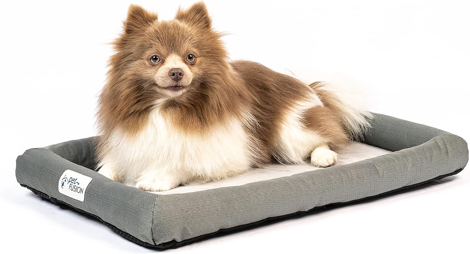 PetFusion Lavender-Infused Dog Bed w/Cooling | Solid Certi-PUR-US Memory Foam | Crate Mat Calming & Soothing | All-Season Temperature Control Cooling Mat