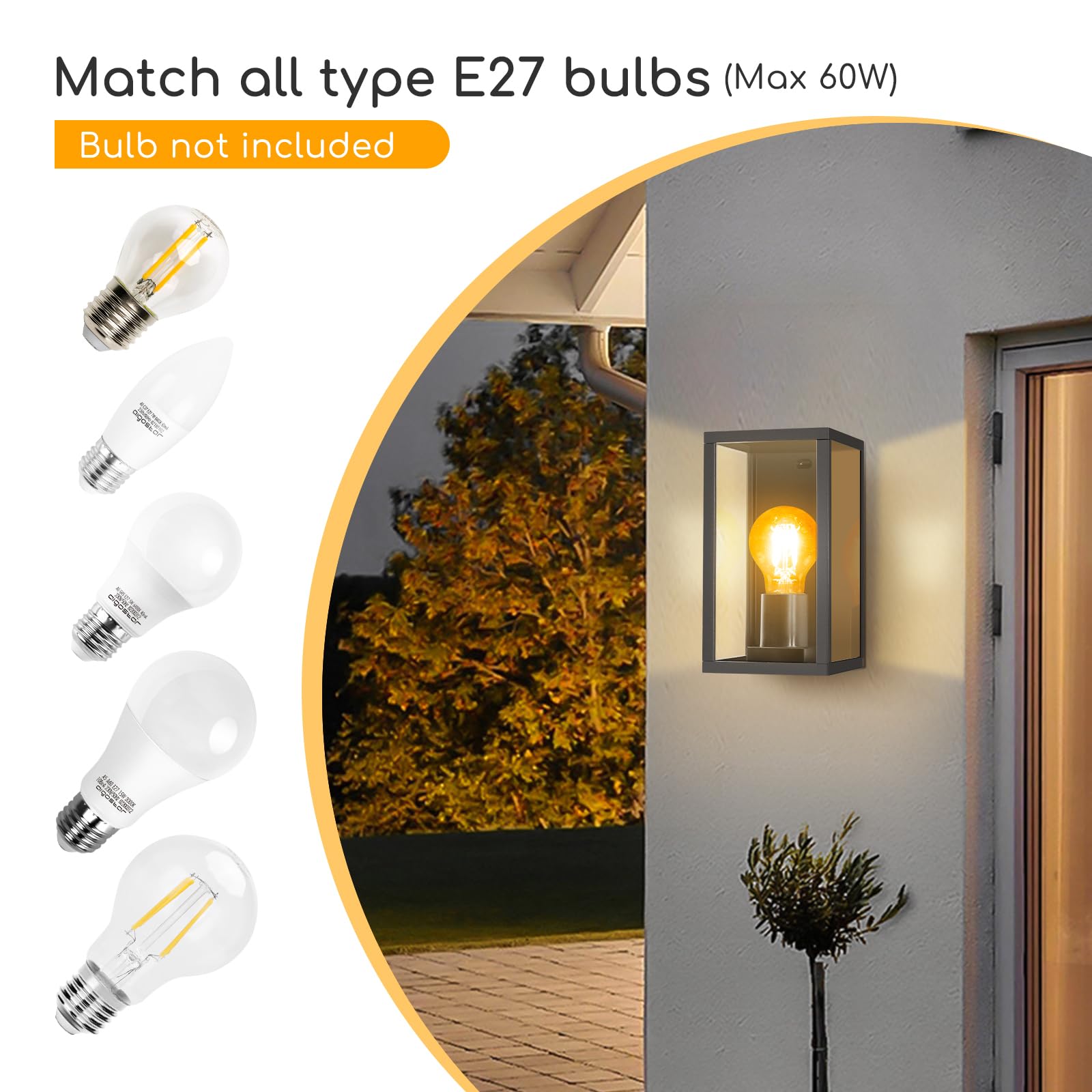 Generico Sfera Globo Opale Per Lampione da Esterno, Attacco E27, LED Compatibile, Stagna IP44, per Giardino (Trasparente, Diam. 25cm