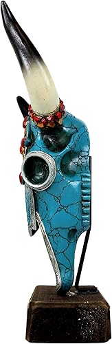 Miniatura 3 de Ebros Gift Cabeza de cráneo de vaca de búfalo de búfalo de buey de 13 pulgadas de alto occidental con mosaico, turquesa, oro y rojo, diseño de