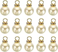 Vista 18 de PATIKIL 100 cuentas de perlas de perlas de imitación con diamantes de imitación DIY para hacer joyas, pulseras y aretes Plateado blanco