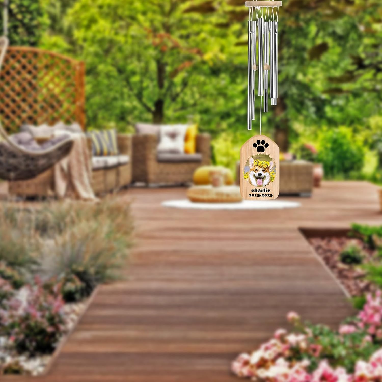 Personalized Pet Memorial Wind Chime，Custom Pet Loss Wind Chime Pet Memorial Gifts for Dogs,Bereavement Gift Dog Sympathy Wind Chime，Personalized Wind Chimes for Dog Cat Pet Loss Gift F (dog4)