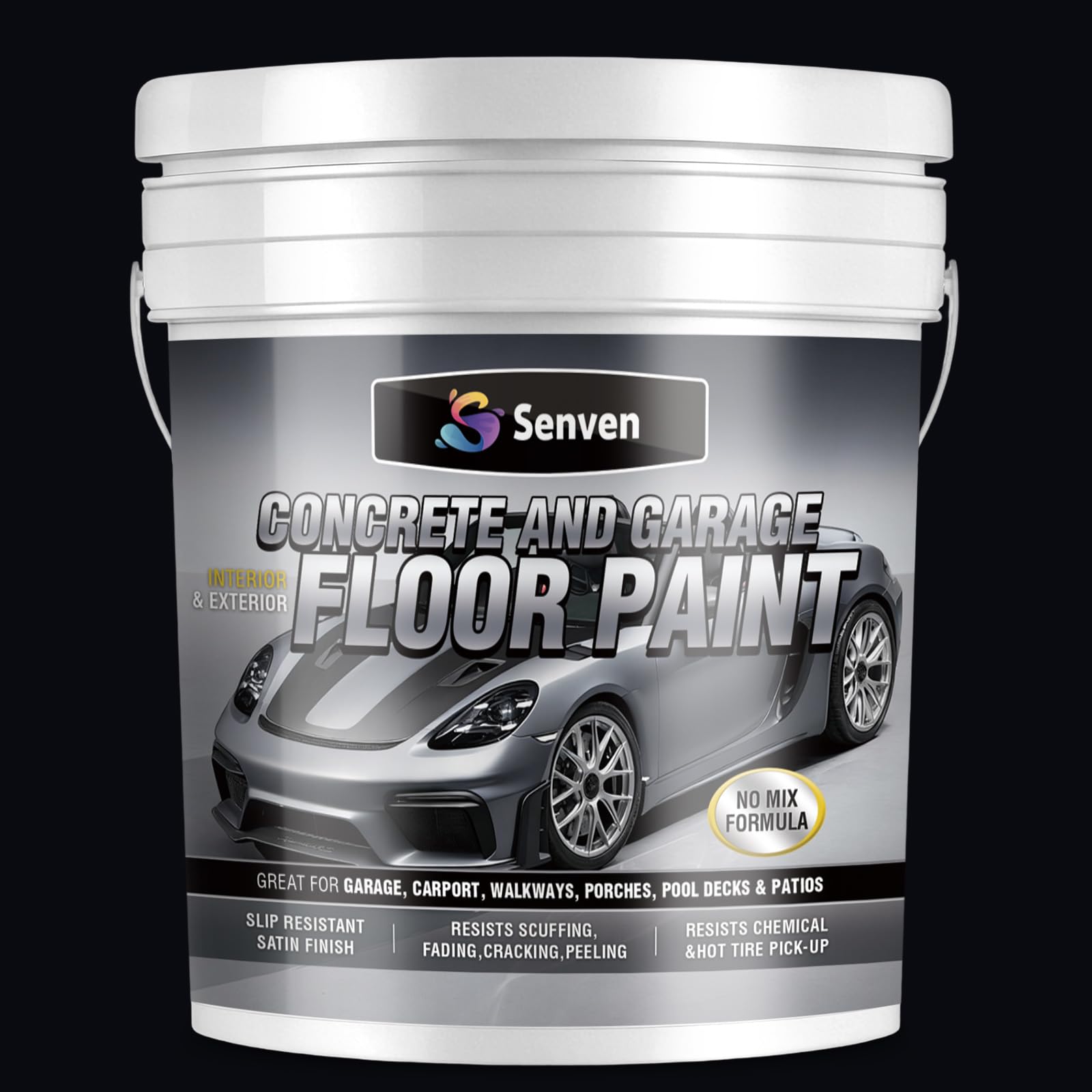SENVEN Acrylic Concrete and Garage Floor Paint in Black