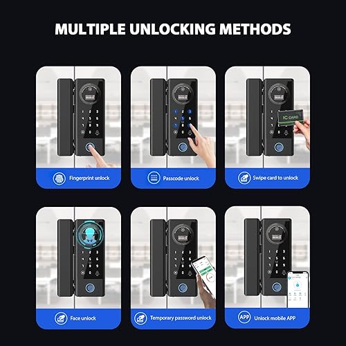 Miniatura 4 de Cerradura inteligente de vidrio cerradura de puerta WiFi desbloqueo remoto TT APP huella digital cara contraseña tarjeta IC métodos de desbloqueo