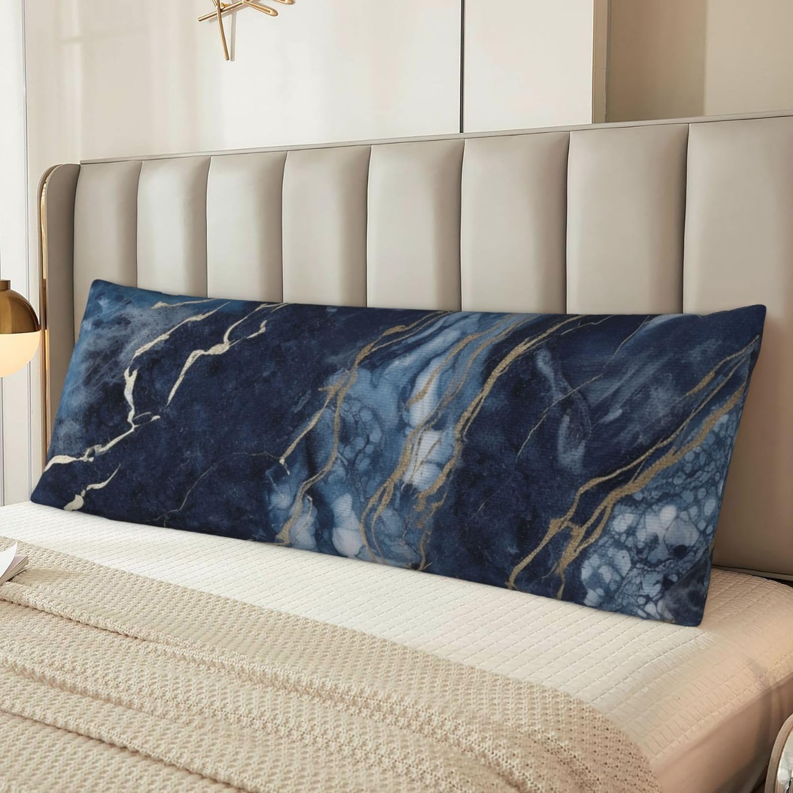 Marble Navy Blue Mixed Body Pillow Cover with Hidden Zipper 54"X20",Ultra Soft Microfiber Long Pillow Case Decorative Bedding Pillowcase Cushion Cover Cases for Bedroom Couch Sofa,Home Gifts