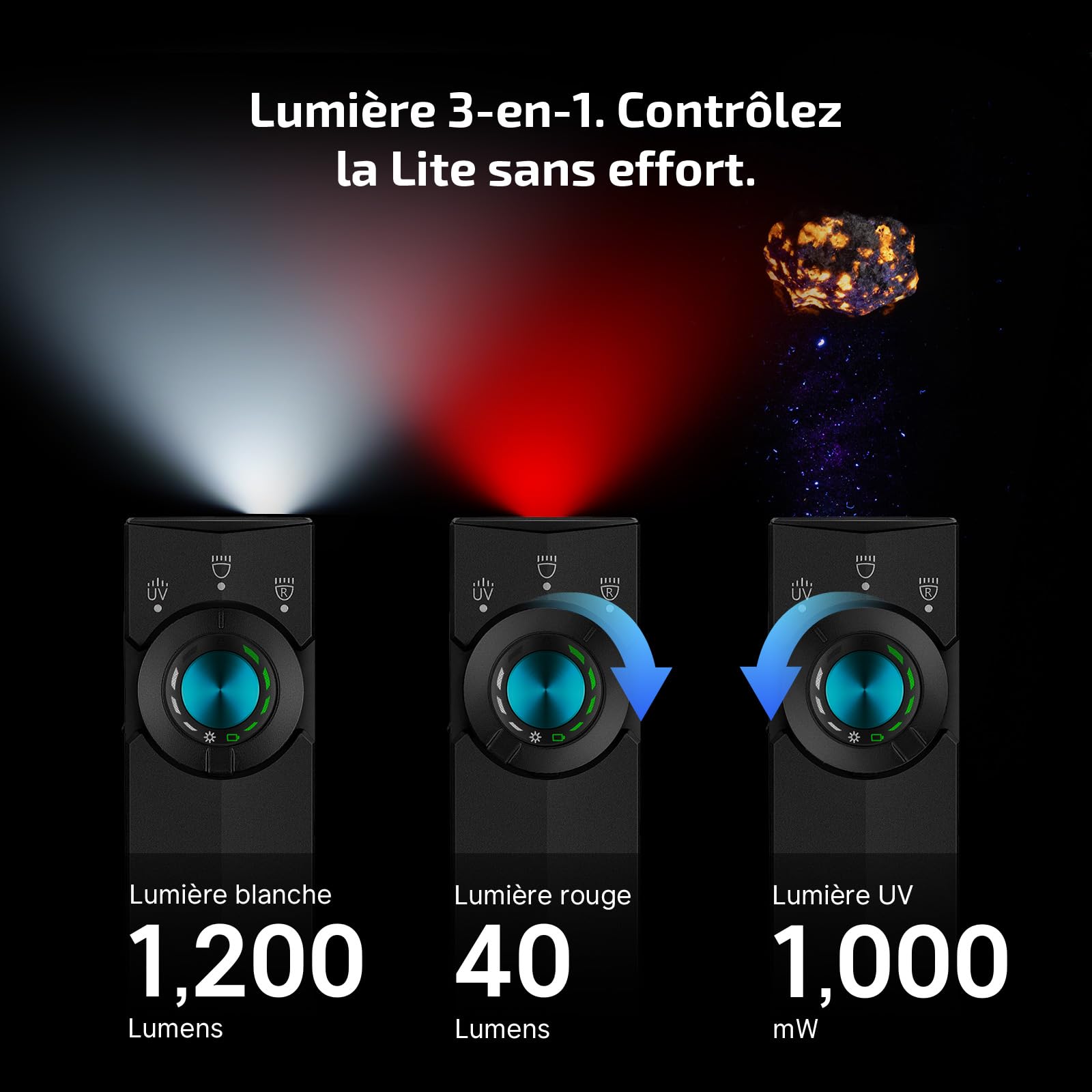 OLIGHT ArkPro Lite Petite Lampe torche, à lumière rouge pour signal SOS