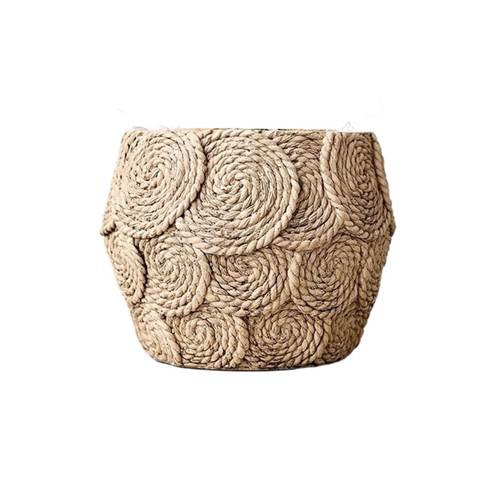 Cenz-888 flowerpot Woven Cement Planters, Rattan-style, Rush-woven, And Phalaenopsis Pots for Plants(Small)