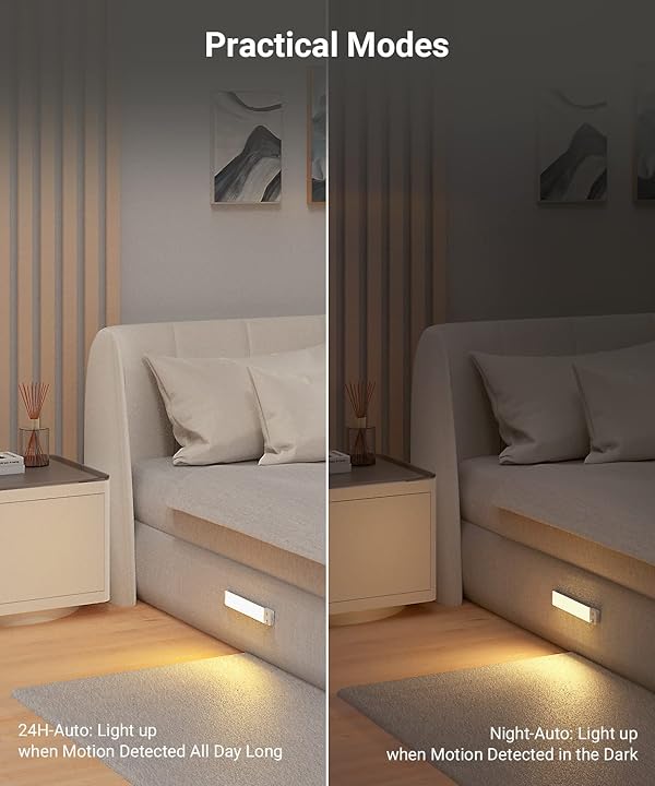 Lyridz Rechargeable Under Cabinet Lights with 90 Degree Adjustable Motion Sensor, 1500mAh Wireless LED Closet Lights, 1-120LM Stepless Dimmable Night Light for Kitchen and Wardrobe, 2-Pack by Lyridz - Image 8