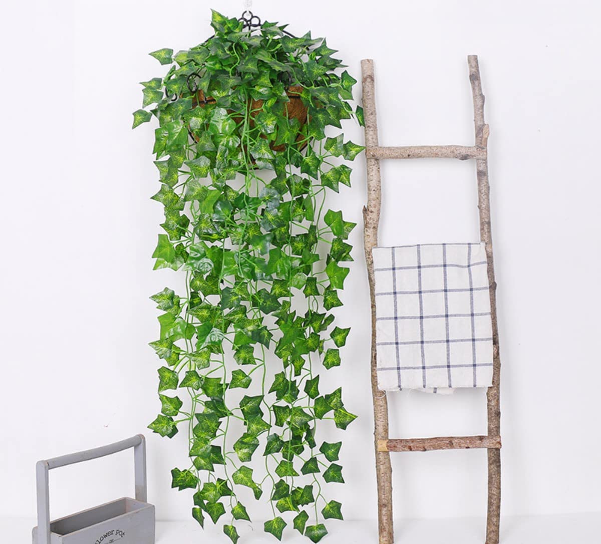 HAOSHICS Artificial Hanging Plants Fake Ivy Vine Fake Ivy Leaves for Wall House Room Patio Indoor Outdoor Home Shelf Office Decor (ivy-A,2)