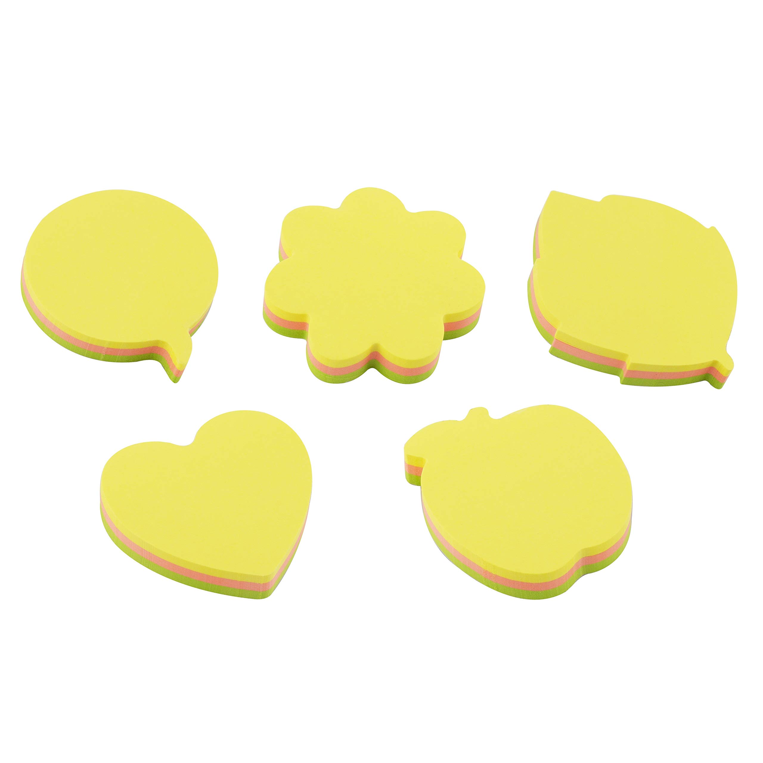 D.RECT - Sticky Notes Set | 45x45 mm, 100 pezzi | Blocchetti di foglietti autoadesivi colorati in diverse forme: mela, cuore, foglie, fiore, nuvola, vetro | 75 fogli
