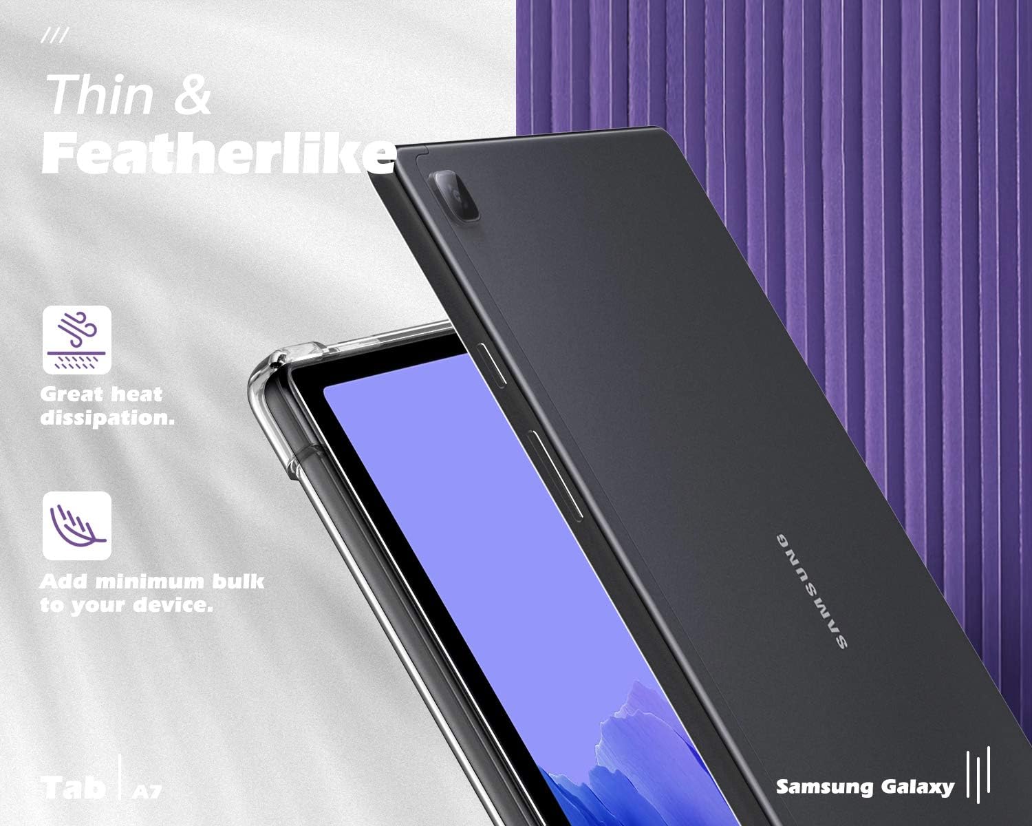 Dadanism Tablet Case Compatible with Samsung Galaxy Tab A7 10.4 Inch 2020 (SM-T500/T505/T507), Transparent TPU Protective Tear-Resistant Cover Soft Flexible Light Clear Back Case Corner Protector