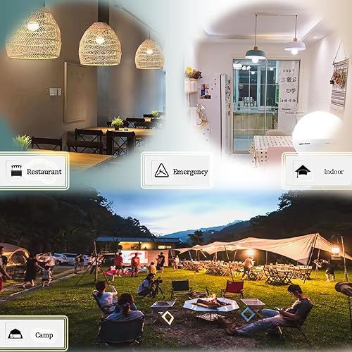 Miniatura 7 de Lingwarm Paquete de 2 bombillas LED blancas recargables de emergencia de 15 W, ahorro de energía, protección ocular, equivalente a 100 W, 1500 lm,