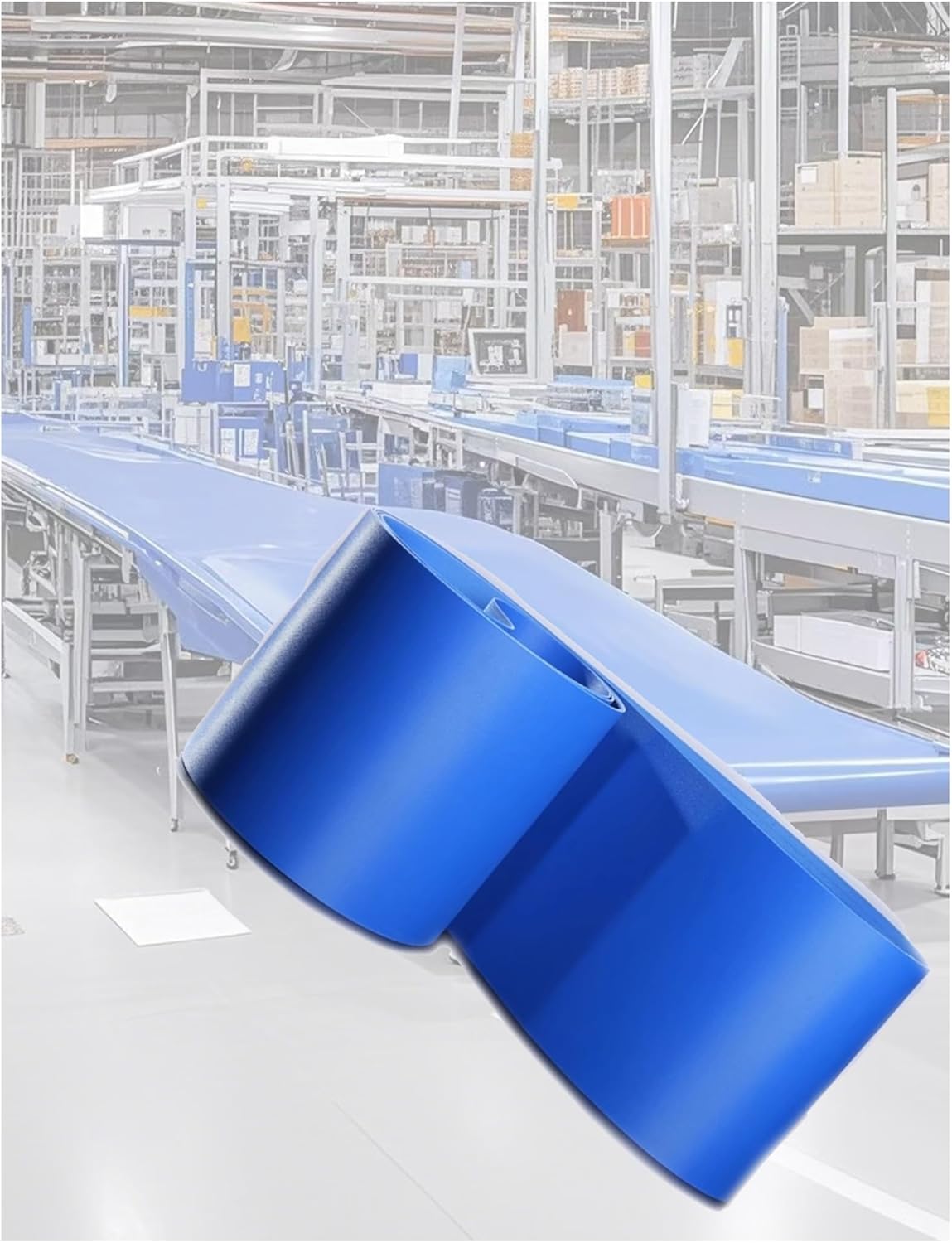 Cinta transportadora de PVC azul de alta resistencia, correa de embalaje industrial flexible de 2 mm de grosor para línea de producción (100 x 150 x 0.08 pulgadas), perfecta para aplicaciones de