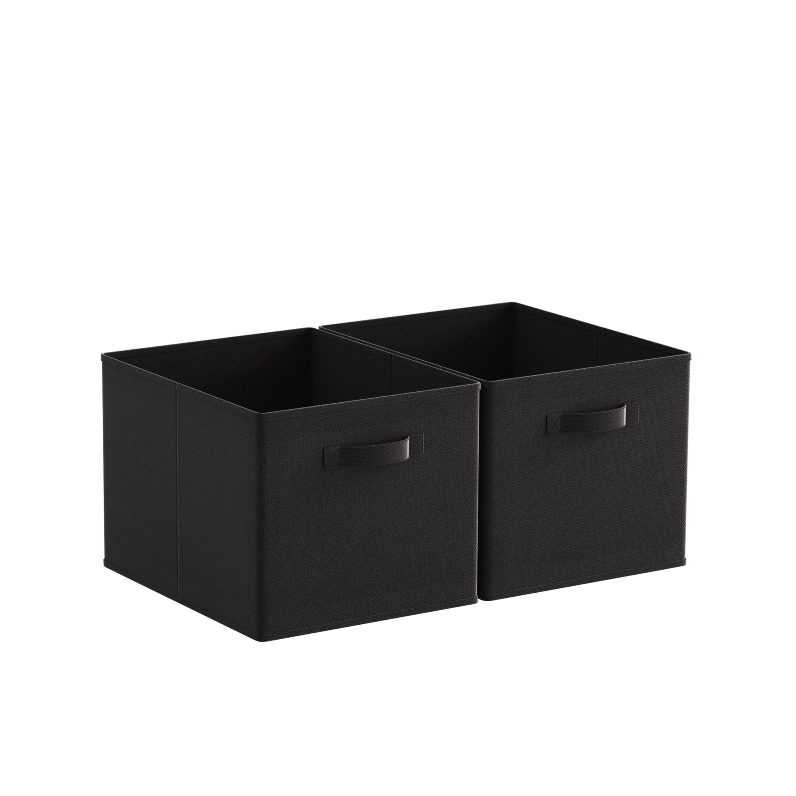 BonChoice Foldable Storage Cubes Boxes Pack of 2 with Handle for Home Organization, Fabric Wardrobe Storage Box Organizer Basket Bins for Clothes Toys Towels, Collapsible&Durable Black