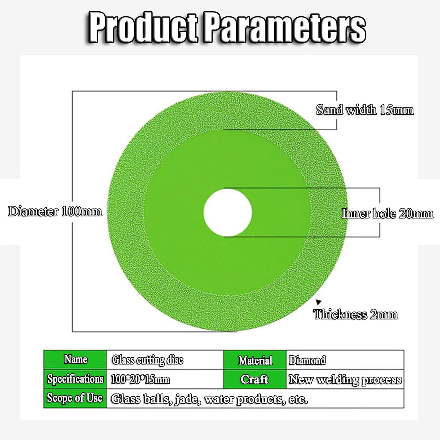 4inch Glass Cutting Disc Tool, Diamond Edged Glass Tile Cutter, 3Pcs Ultra-Thin Disco para Cortar Vidrio for Wet and Dry Cutting of Stone,Jade,Wine Bottles,Etc