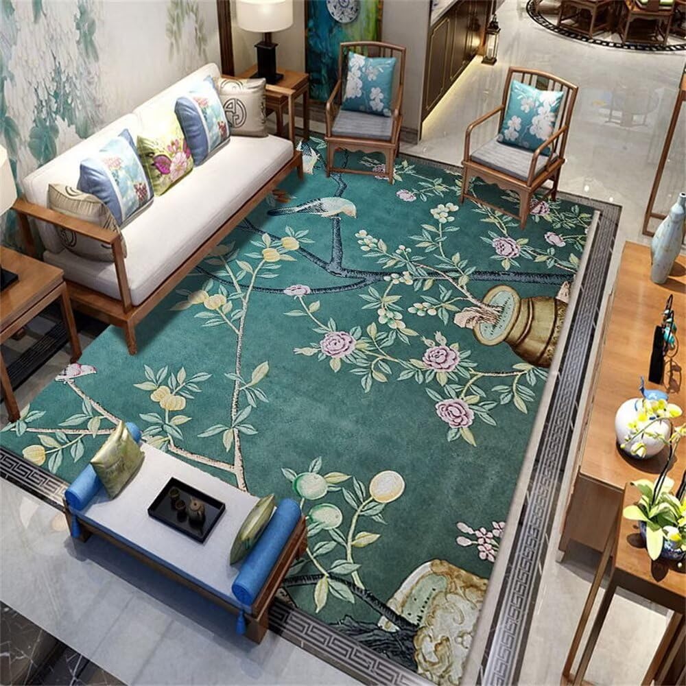 Tapis de chambre vert style moumoute pour créer une décoration de la maison cocooning