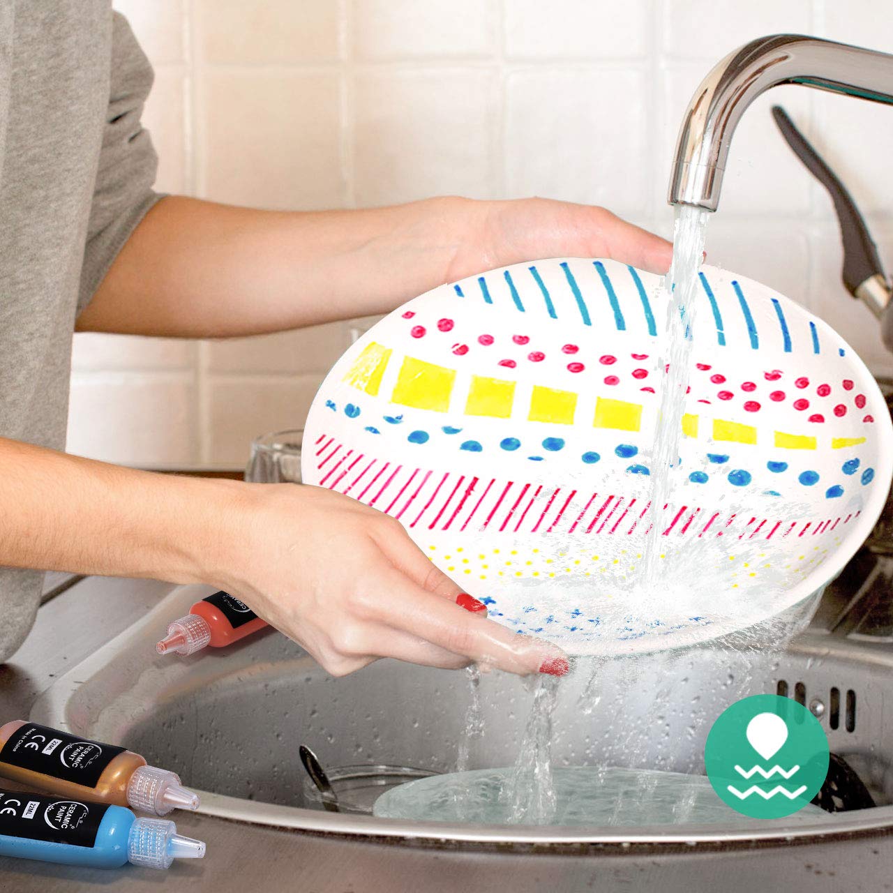 RATEL Ceramic Paint Set, 12 x 22ml Water Resistant Porcelain Paint with