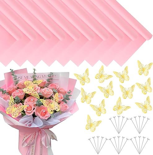 Wkjeneare Papel de regalo de flores rosas, 57 unidades, 22.83 x 22.83 pulgadas, diseño floral clásico, envoltura de regalo para múltiples ocasiones