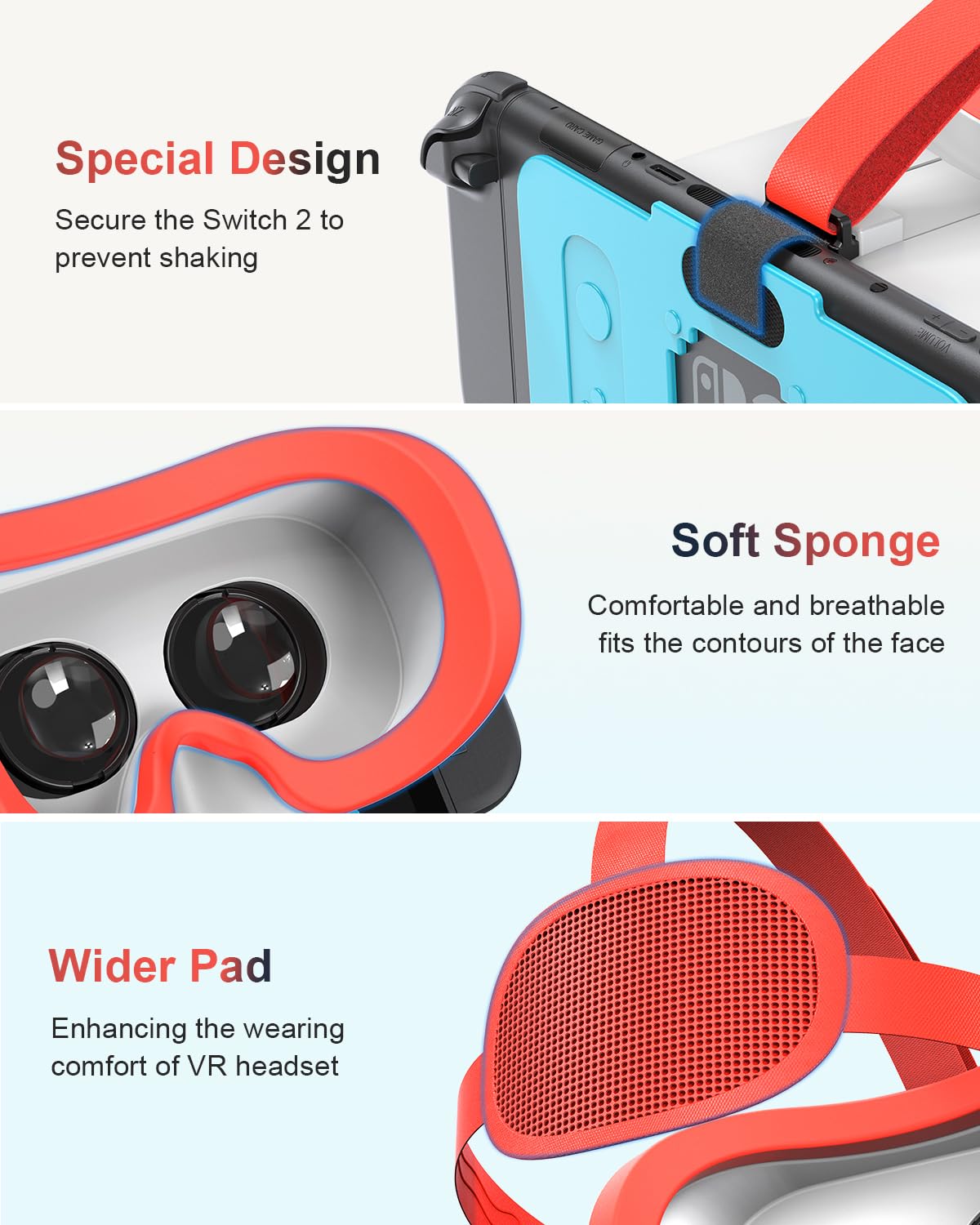 VR Headset für Nintendo Switch 2 (2025), Switch 2 Virtual Reality VR Brille mit verstellbaren HD-Linsen und bequemem Kopfband, Labo VR Kit für Switch 2 Zubehör, Weiß und Blau