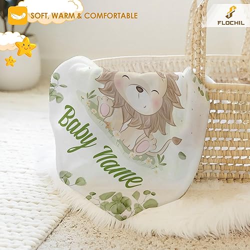 Miniatura 39 de FLOCHIL Personalized Baby Blankets, Custom Baby Blanket - Baby Blanket with Name for Boys, Best Gift for Newborn Elephants Flush Fleece (30x40)