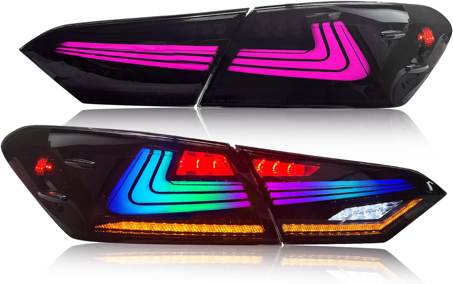 RGB LED Tail Lights for 2018-2023 Toyota Camry SE LE XSE XLE TRD Taillight Assembly [Compatible with 8th Gen Camry] with RGB DRL/Sequential Turn Signal/Driver & Passenger Side Rear Lamp