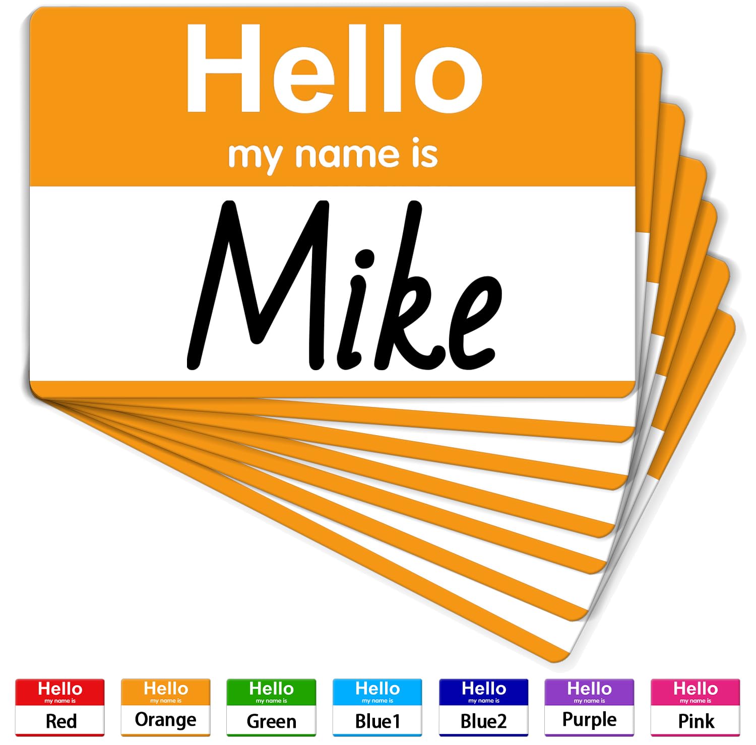 3.5" x 2.25" Name Tags Sticker, 200Pcs Hello My Name is Stickers, Orange Name Badge Name Tags Label for Office, Meeting, School, Teachers and Mailing
