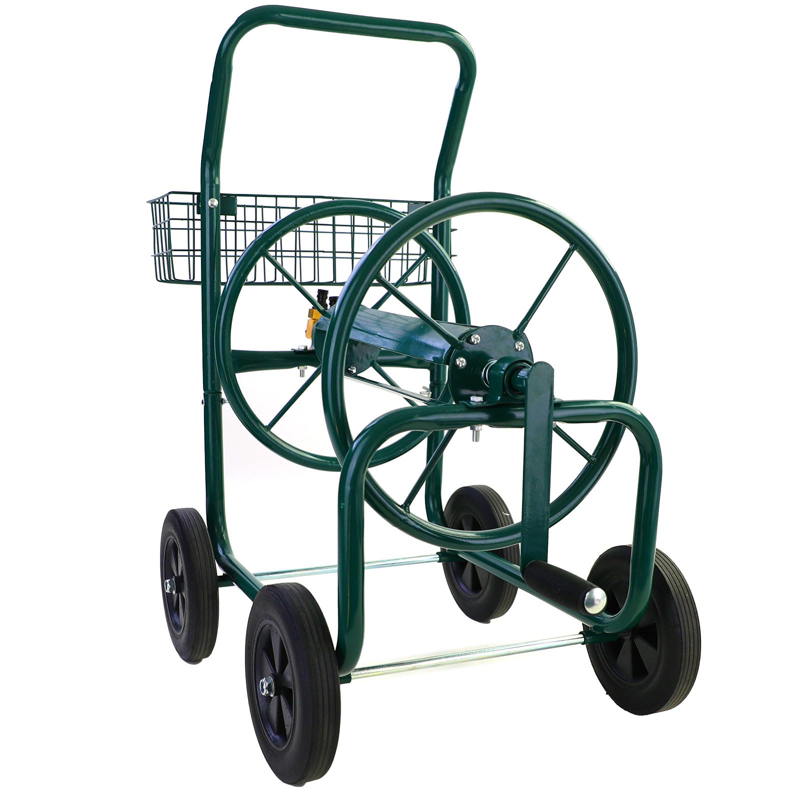 Schlauchwagen Schlauch Handwagen Grün mit Ablagekorb bis 60m Gartenschlauch