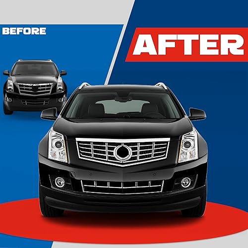 Miniatura 4 de KUAFU Moldura de capó cromada compatible con Cadillac SRX 2010-2016 Reemplazo para 22774203 GM1235120 Rejilla delantera Panel de molduras