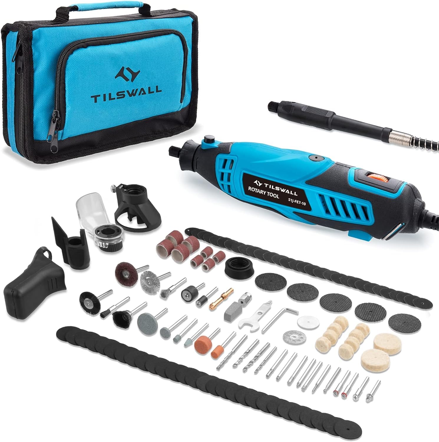 Tilswall 160W Multifunktionswerkzeug mit 6 Variable Drehzahl 8000-33000U/min, Rotationswerkzeug Set zum Gravieren, Bohren, Schneiden, Schleifen, Polieren, Schärfen (145 Zubehören)