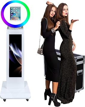 Portable Photo Booth Compatible with iPad 10.2 10.9 11 12.9 Metal Shell Selfie Photobooth Machine with RGB Ring Light LCD Screen for Events Parties Weddings Photo Booth Machine