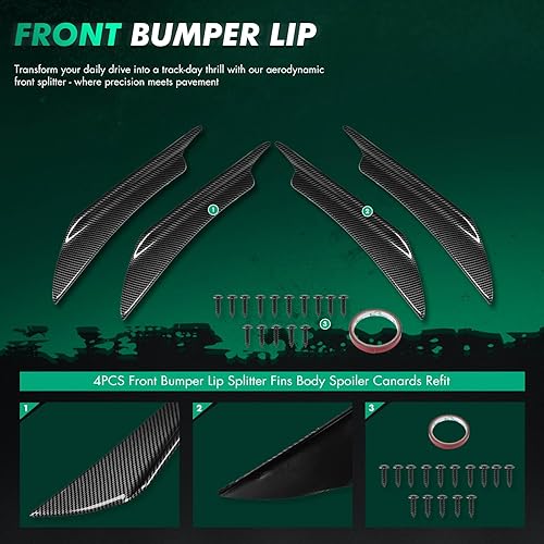 Vista 211 de SCITOO Alerón de labio delantero para Hyundai Elantra 2017-2018 para parachoques delantero negro brillante