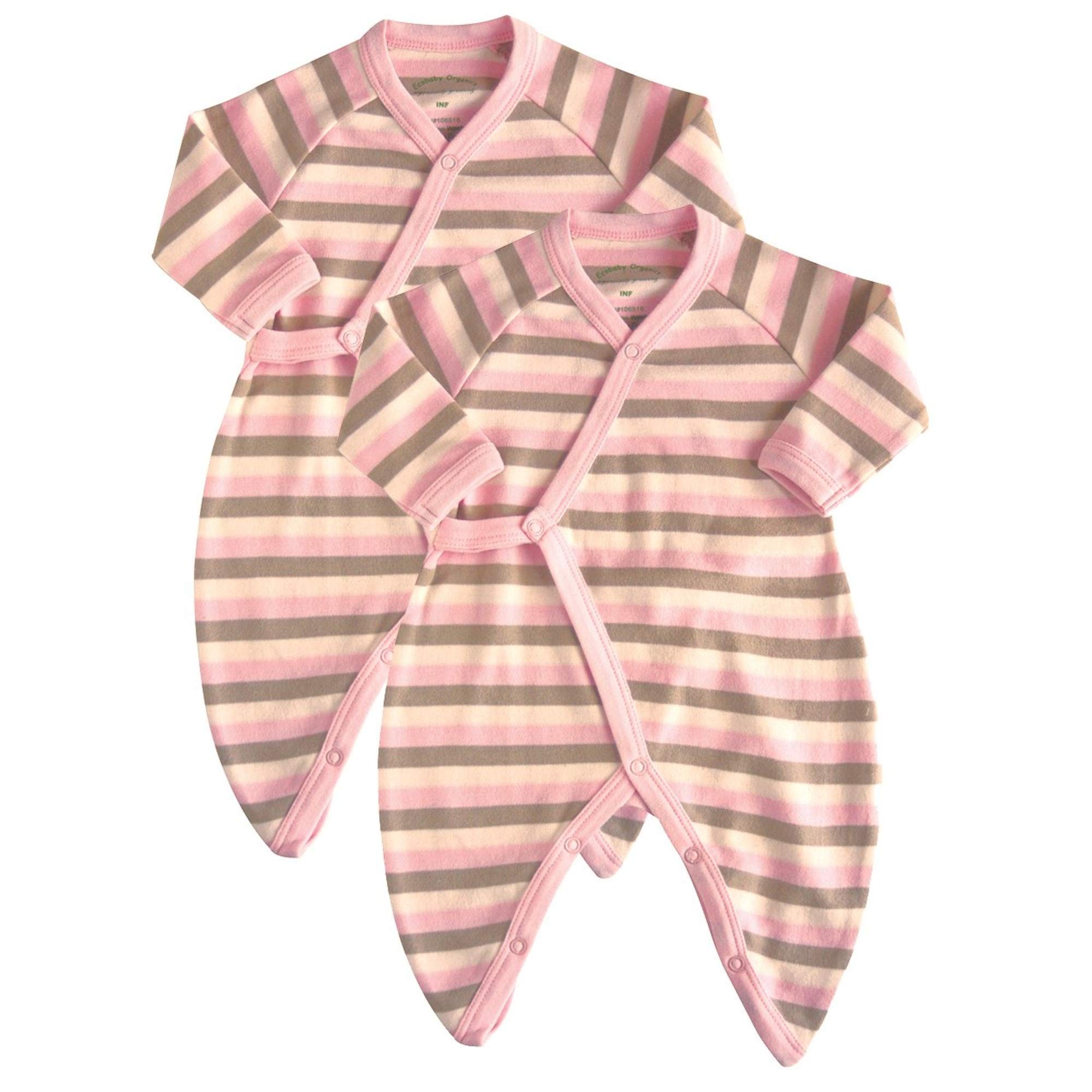 Healthy Body Head To Toe Organic Cotton Kimonos - Pink/Natural/Khaki Stripe