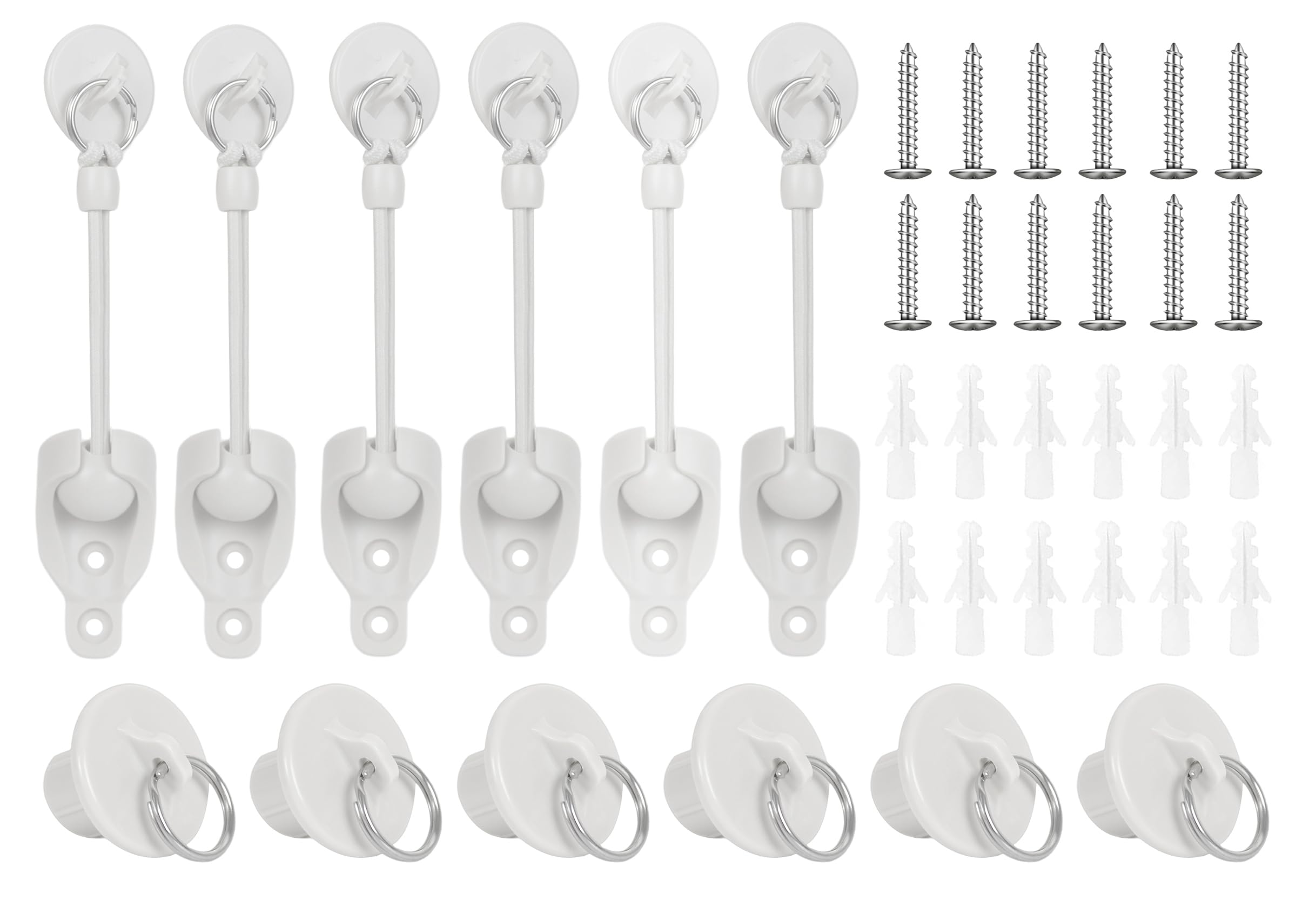 Sun Shade Parts Bungee Kit and End Cap,Weather Resistance,for Coolaroo Exterior Roller Shade,Outdoor Blinds,Roller Shades (3, White), SRDPFFK1-01