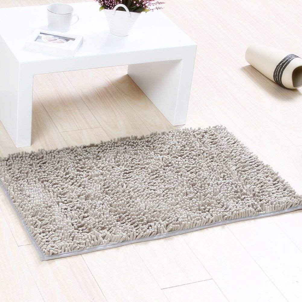 rutschfeste Shaggy Chenille Soft Microfibers Badezimmerteppichmatte Saugfähige Fußmatten, maschinenwaschbare Anti-Ermüdungs-Küchenmatten - hellgrau 70 x 140 cm (28 x 55 Zoll)