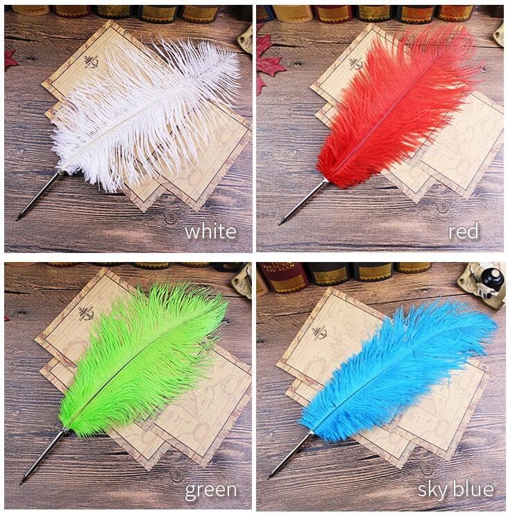 Miniatura 6 de Bolígrafo de pluma de avestruz novedoso, bolígrafo de firma para escribir, regalo, suministros escolares, de oficina, regalo de boda, regalo de