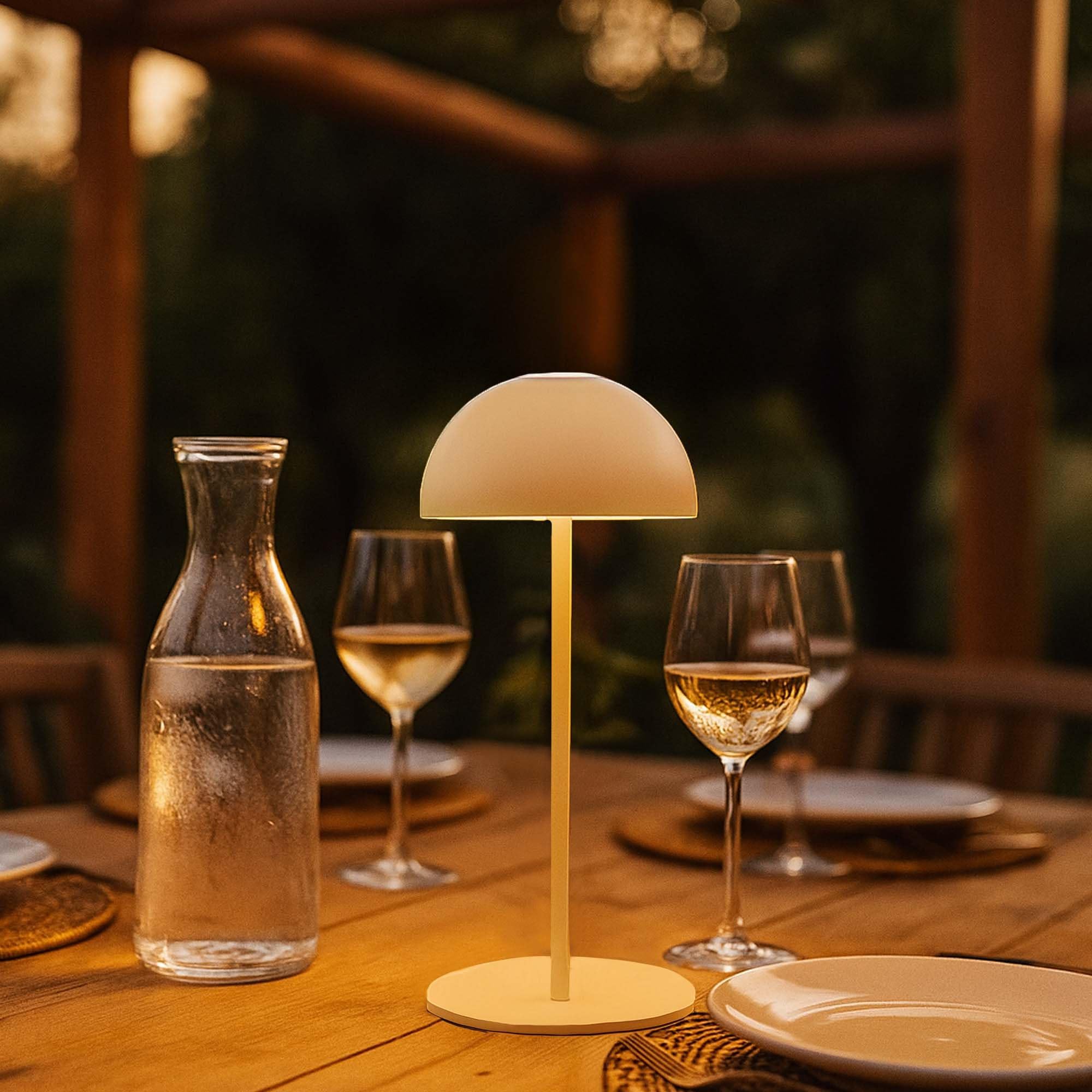 Ledvion - Lampe de Table LED Rechargeable, Beige, Variable 2700K-5000K, 110 Lm, IP54 Résistante aux Éclaboussures, Batterie 2000mAh, Commande Tactile, Réglable, USB-C, Intérieure & Extérieure, Vita