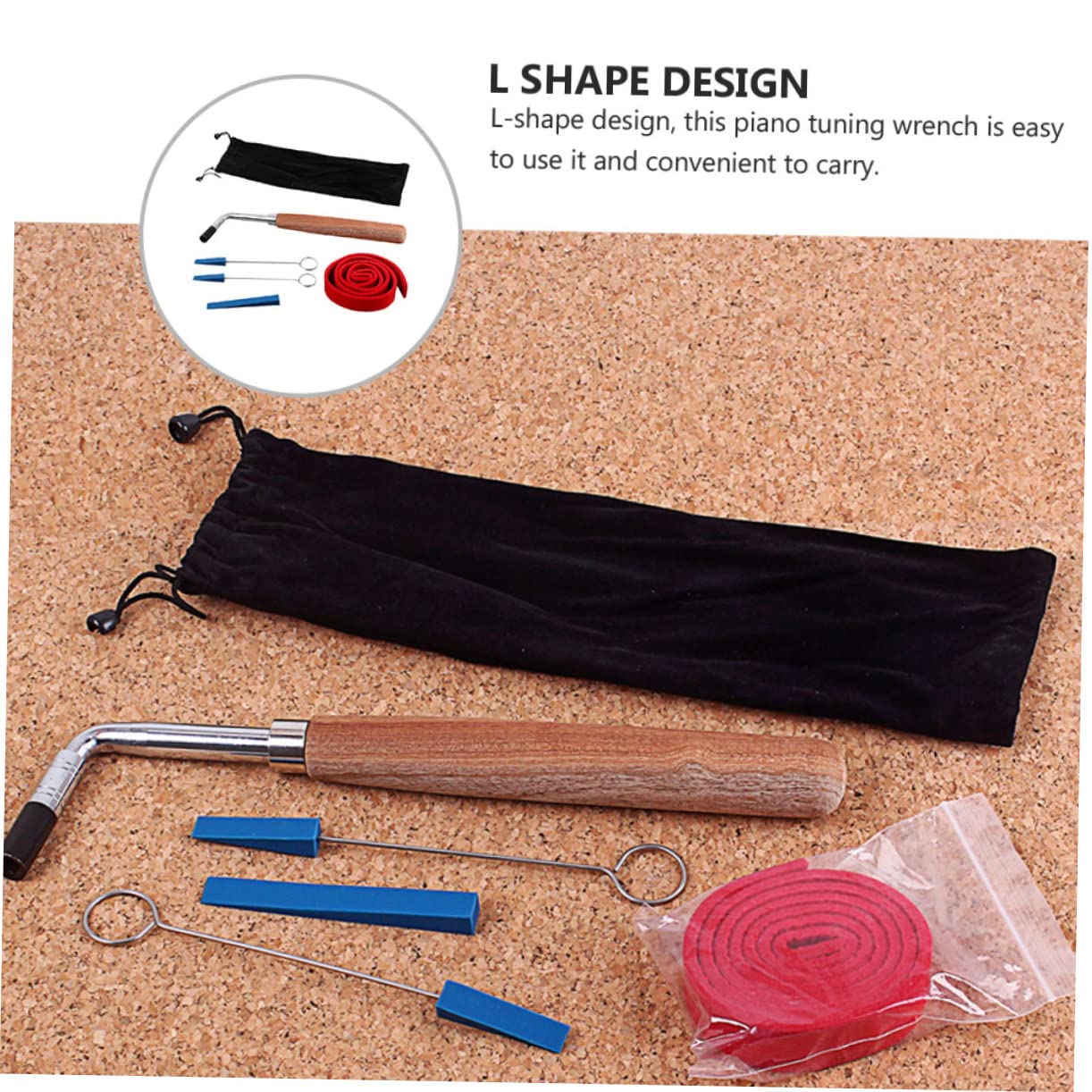 Kit Strumenti Accordatura Pianoforte D201 Chiave Nera a Testa | ‑shape, Metallo Panno Legno, Lavori di Regolazione e Fissaggio, Trasporto Semplice