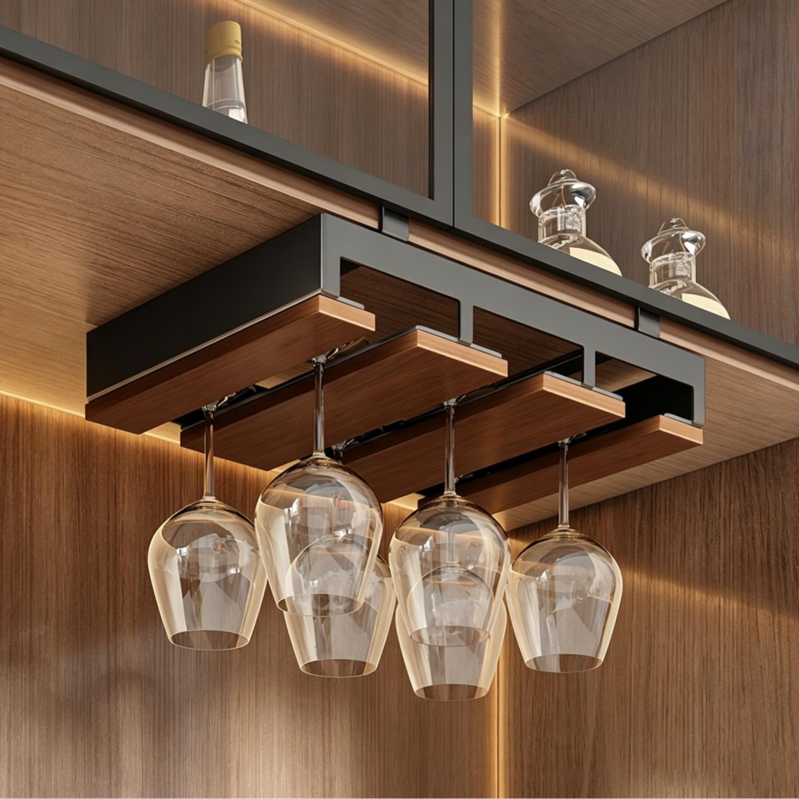 YXLLGS Under Cabinet Wine Glass Rack, Hanging Stemware Holder
