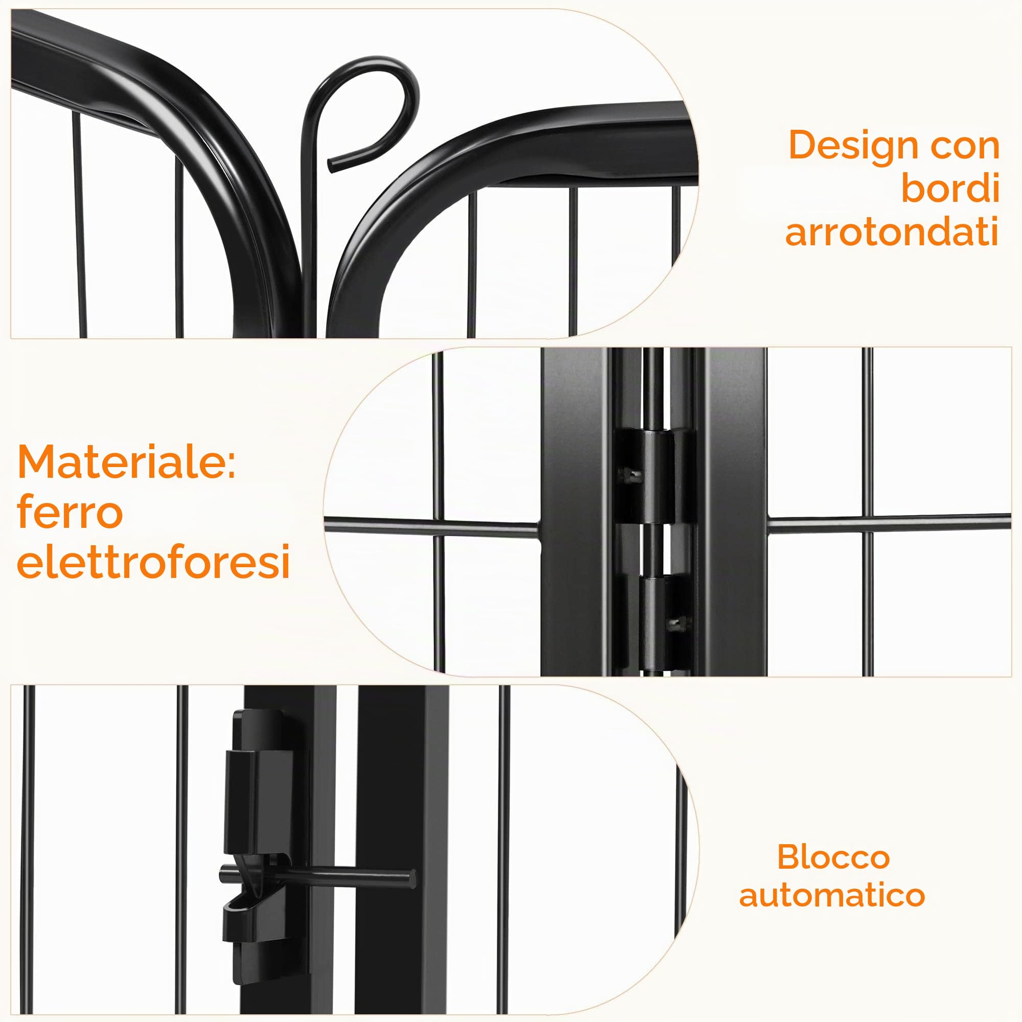 Yaheetech Recinto per Cani Grande da Interno Esterno Giardino Conigli Cuccioli Recinzione Animali Domestici Rete 6 pz 80 x 80 cm Nero