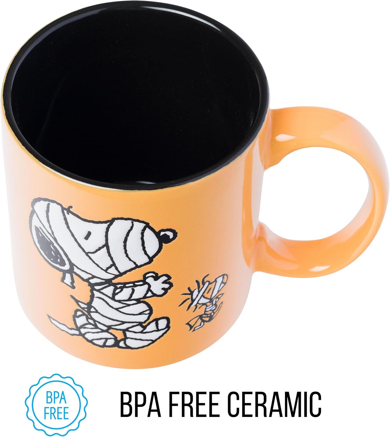 Silver Buffalo Peanuts Halloween Featuring Snoopy and Woodstock in Mummy Costume Wax Resist Ceramic Mug, 20 Ounces - Image 6