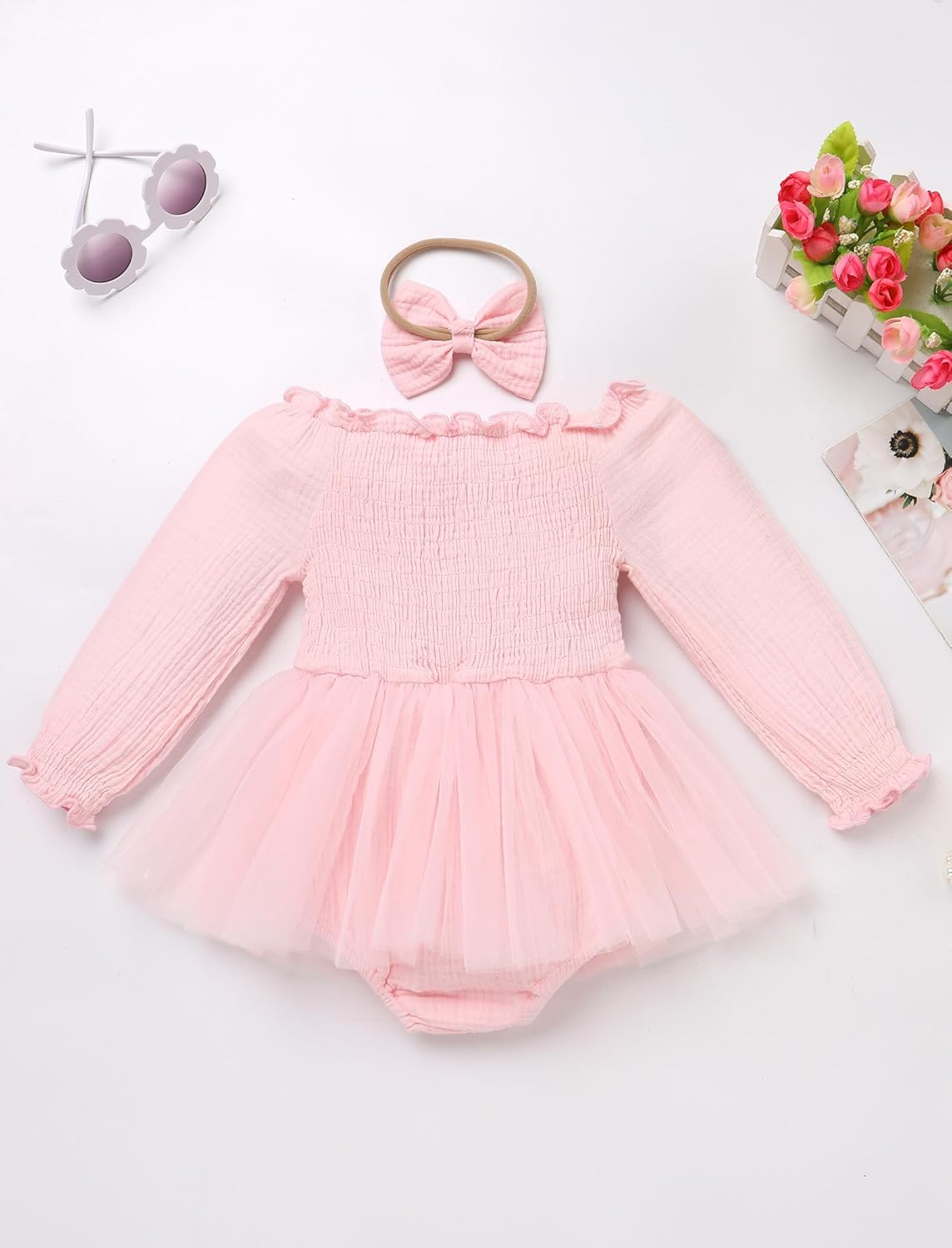 IDOPIP Strawberry Butterfly 1st Birthday Outfit for Baby Girls Embroidery One Romper Smocked Tutu Dress with Headband Clothes - Image 3
