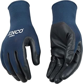 Kinco 035117189034 Knit Nylon Grip Work Gloves Nitrile Palm, Large, Blue, Single Pair
