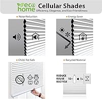 Vista 2 de DEZ FURNISHINGS Cordless 1.5" Blackout Cellular Shade, 38.5"W x 64"H, White