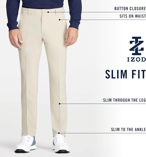 Izod Mens Golf Swingflex Slim Fit Pant