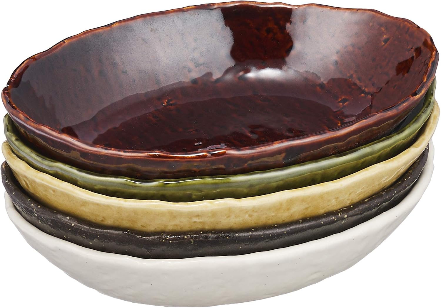 Saikai Pottery 13353 Oval Multi-Purpose Pot, Ajiwai, Made in Japan, 7.3 x 5.3 inches (18.5 x 13.5 cm), Set of 5