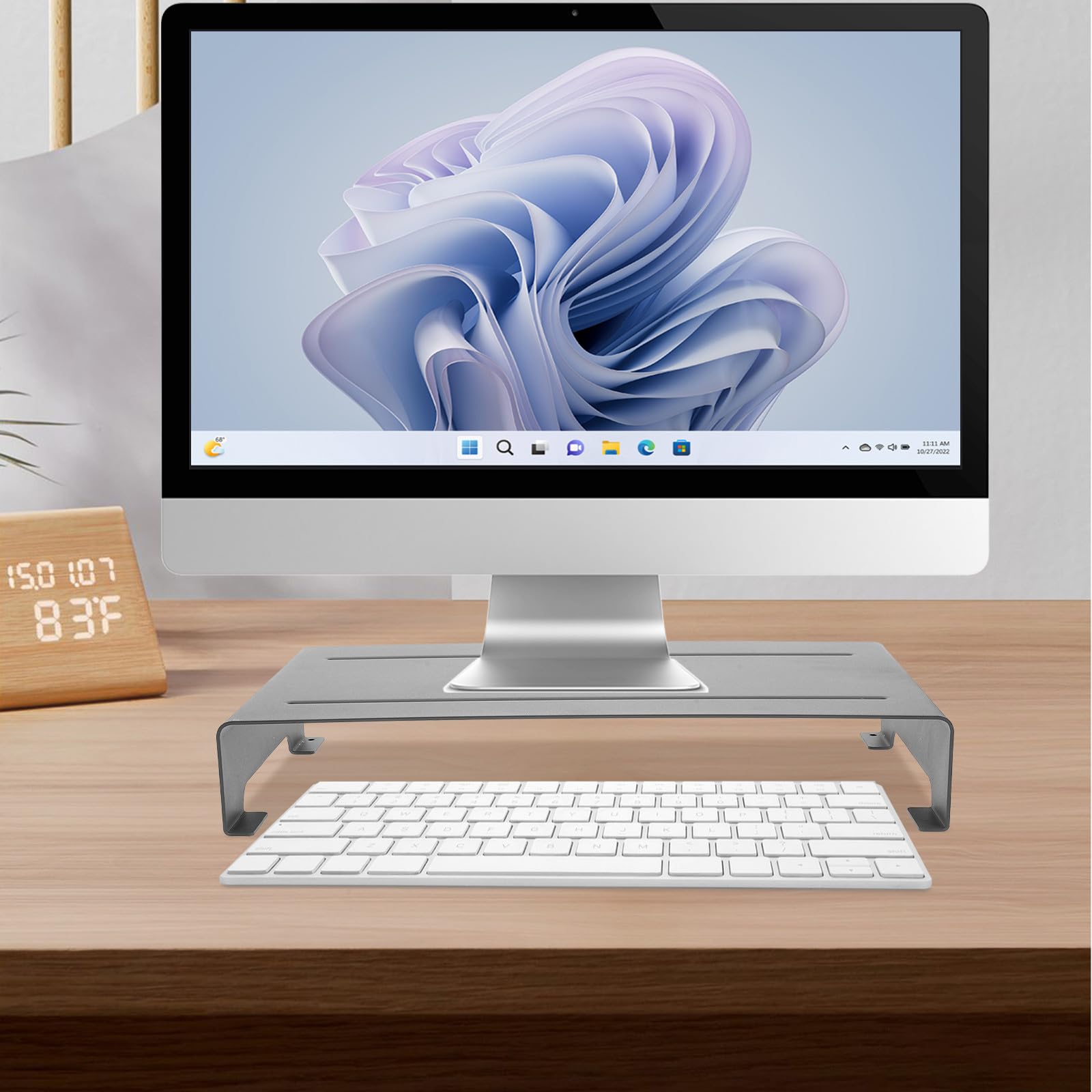 POPETPOP Soporte para Portátil de Aleación de Aluminio Plata, Elevador de Pantalla de Computadora Silicona Antideslizante para Oficina y Hogar, Elevación 6cm