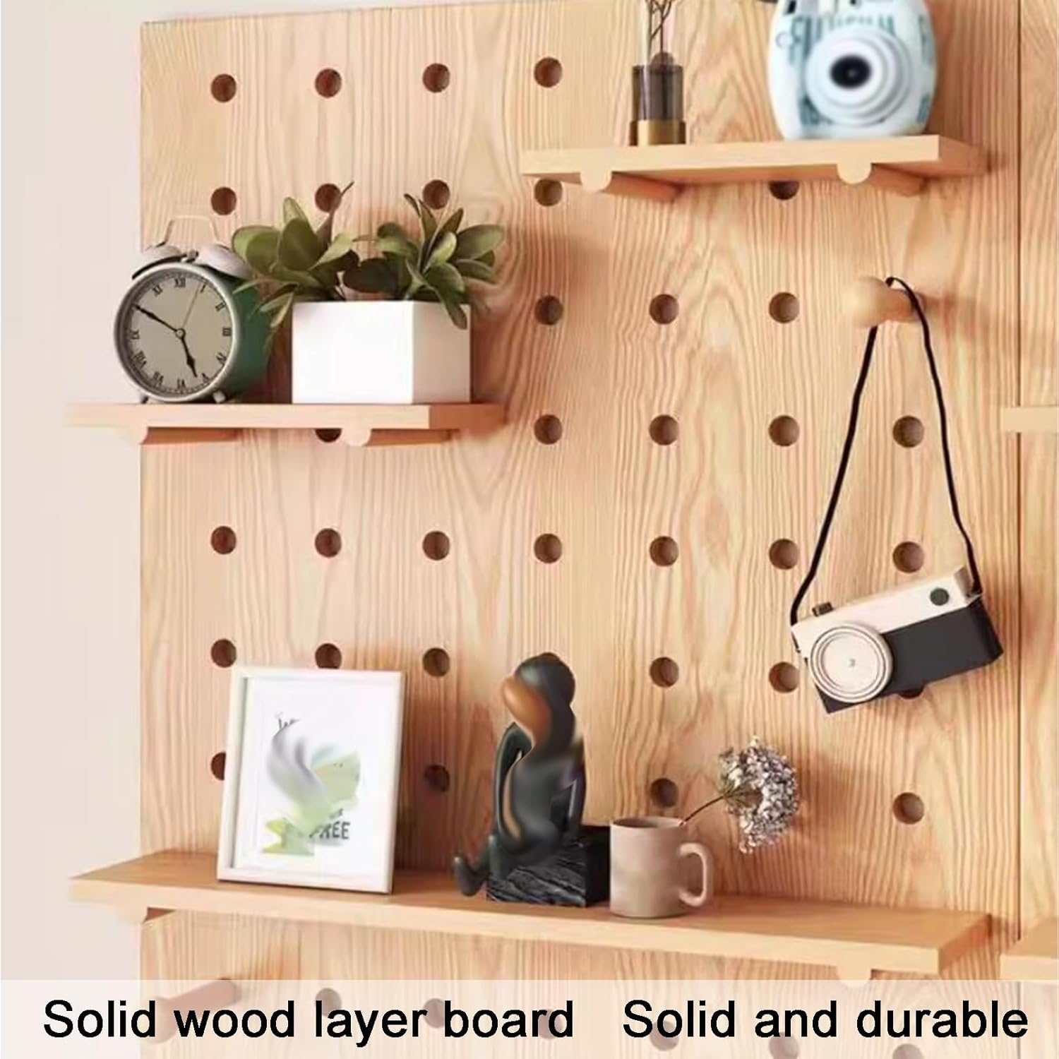 Pegboard Wall Storage Shelf,Solid Wood Wall Pegboard, Pegboard Organisation Hole Wall Board, Wall Shelf Hanging Board Decorative Partition Shelf Storage Rack, Craft Room Workbench(Green,40x6