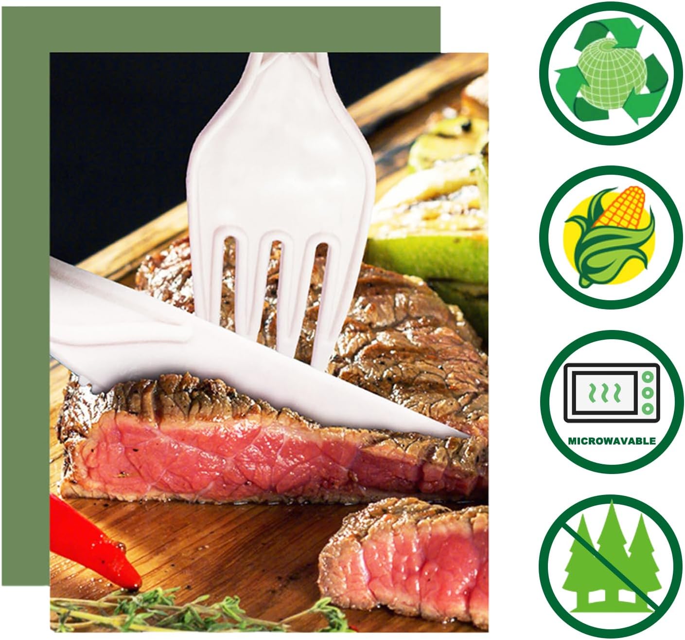 postable Biodegradable Utensils Disposable Cutlery Set Cornstarch
