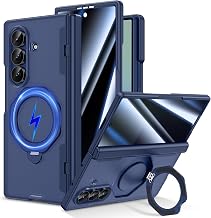 Caka for Z Fold 7 Case with Privacy Screen Protector [360 Spin Magnetic Stand] [Compatible with MagSafe] [Hinge Protection] Full Body Shockproof Phone Cover for Samsung Galaxy Z Fold 7 - Blue